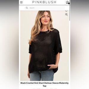 Crochet Knit Black Maternity Shirt